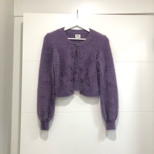 Aritzia Purple Fuzzy Cardigan